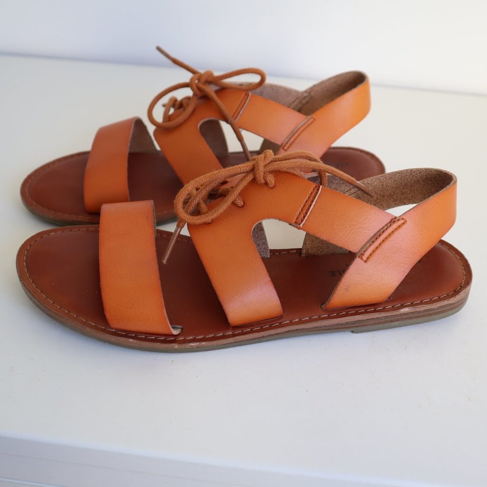 American Eagle Outfitters Brown Leather Gladiator Lace-Up Sandals, Size 8